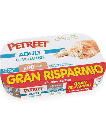 PETREET Vellutate Gatto Adulto Vitello Multipack 6x70 Gr-www.ronnypet.it/shop