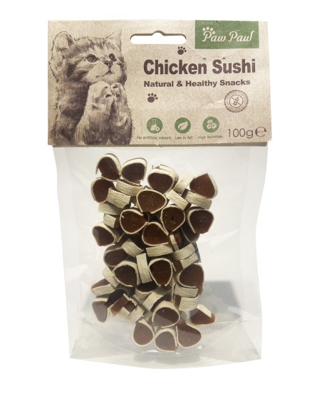 Snack Per Gatto Paw Paw Sushi di Pollo 100Gr-www.ronnypet.it/shop
