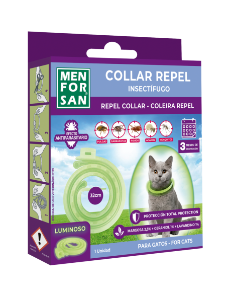 Collare Naturale Fluorescente Repellente insetti per Gatto-www.ronnypet.it/shop
