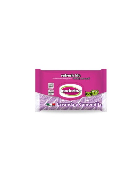 Inodorina Refresh bio 30 Salviette Detergenti LAVANDA E CAMOMILLA-www.ronnypet.it/shop
