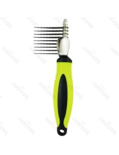 PETTINE ANTINODI CON DENTI IN ACCIAIO PER CANI MANICO ERGONOMICO IN GOMMA TAGLIANODI-www.ronnypet.it/shop