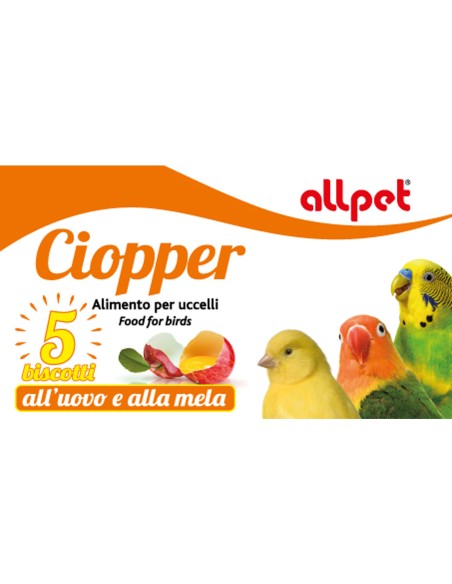 AllPet - Biscotto all'Uovo e alla Mela per tutti i tipi di Uccelli da gabbia Ciopper 35g-www.ronnypet.it/shop