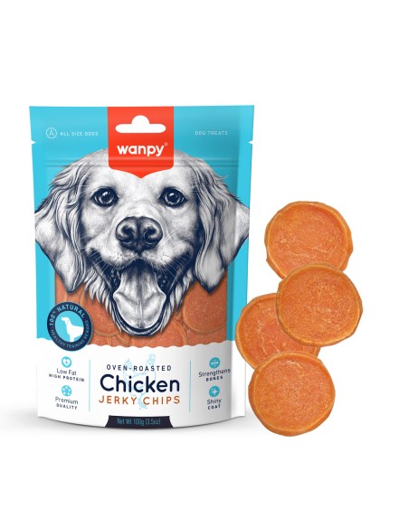 Patatine di pollo essiccato Wanpy 100g-www.ronnypet.it/shop