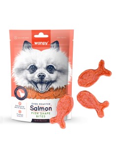 Wanpy Salmon Fish Shape Bites 100g-www.ronnypet.it/shop