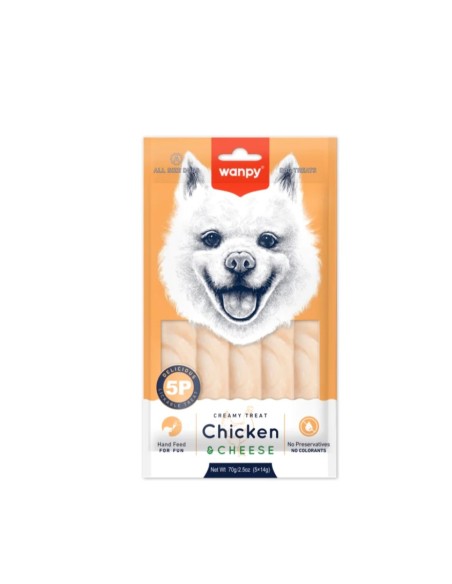 Wanpy Snack cremosi al pollo e formaggio per tutti i cani 70 gr-www.ronnypet.it/shop