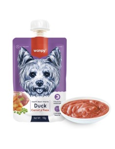 Wanpy Duck Carrot & Pea meat paste, doypack 90g-www.ronnypet.it/shop