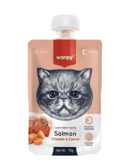 Wanpy Adult Cat Tasty Meat Paste Salmon Chicken & Carrot 90 g-www.ronnypet.it/shop