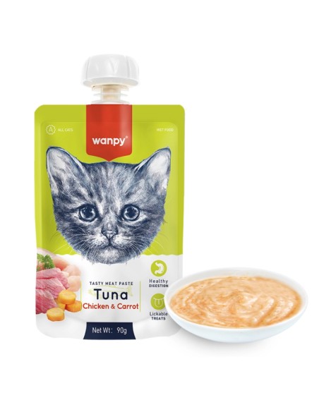 Wanpy Tuna Chicken & Carrot tasty meat paste, doypack 90g-www.ronnypet.it/shop