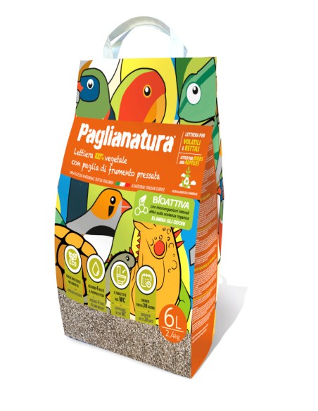 LETTIERA NATURALE PAGLIANATURA BIOATTIVAVOLATILI E RETTILI 2,4KG/6 LT-www.ronnypet.it/shop