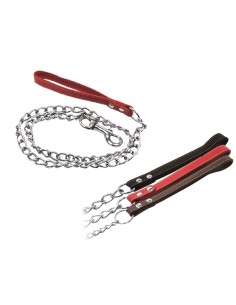Guinzaglio a catena con maniglia in pelle-www.ronnypet.it/shop
