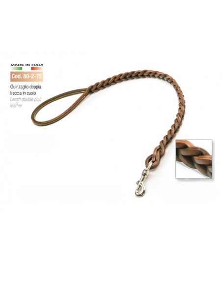 GUINZAGLIO DOPPIA TRECCIA IN CUOIO-www.ronnypet.it/shop
