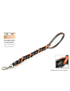 GUINZAGLIO DOPPIA TRECCIA IN CUOIO BICOLORE-www.ronnypet.it/shop