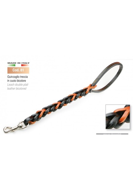GUINZAGLIO DOPPIA TRECCIA IN CUOIO BICOLORE-www.ronnypet.it/shop