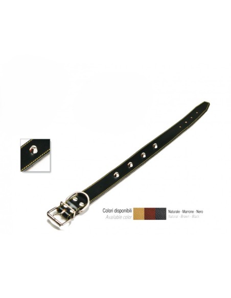 collare cuoio sfoderato cucito a mano con borchie-www.ronnypet.it/shop