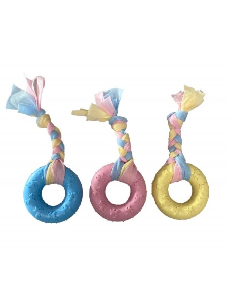 GIOCO IN CORDA CON CON GOMMA  PER CANI-www.ronnypet.it/shop