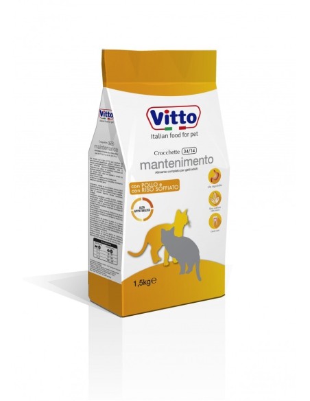 Crocchette Vitto per Gatti Mantenimento 34/14 Pollo E Riso 1.5Kg-www.ronnypet.it/shop