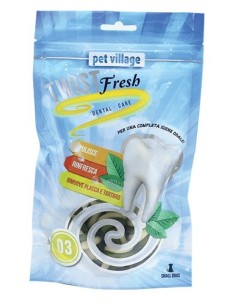 Pet Village Twist Fresh 3 Dental Care Snack Igiene Orale 100Gr-www.ronnypet.it/shop