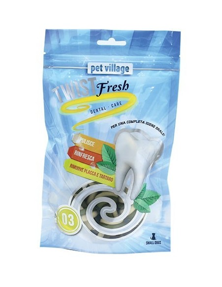 Pet Village Twist Fresh 3 Dental Care Snack Igiene Orale 100Gr-www.ronnypet.it/shop