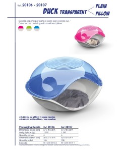 Cuccetta Duck Plastica Trasparente con Cuscino per Cane Gatto-www.ronnypet.it/shop 2