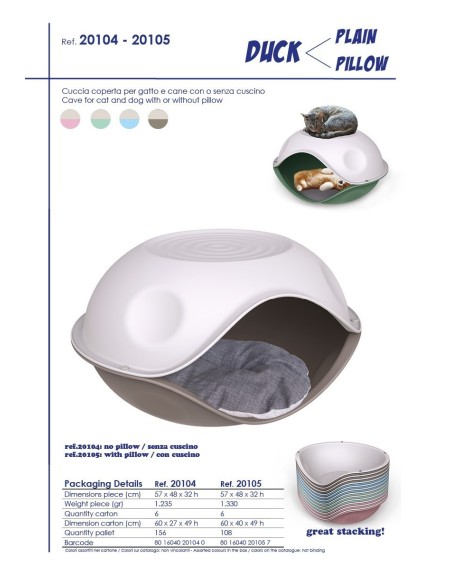 Cuccetta Duck in Plastica per Cane e Gatto 57Cm-www.ronnypet.it/shop