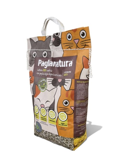 Lettiera Paglianatura Naturale in paglia pellettata Per Gatto 3kg-www.ronnypet.it/shop