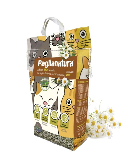 Lettiera Paglianatura Naturale in paglia pellettata Alla Camomilla Per Gatto 3kg-www.ronnypet.it/shop