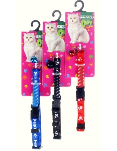 Collare Collarino Per gatto Happy Cat in Nylon con Campanello Rosso 1X17,5/30 Cm-www.ronnypet.it/shop