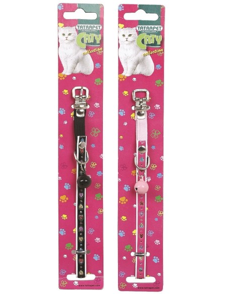 Collare Collarino Per Gatto Jinglebe in Pelle con Campanello Rosa 1x30 Cm-www.ronnypet.it/shop